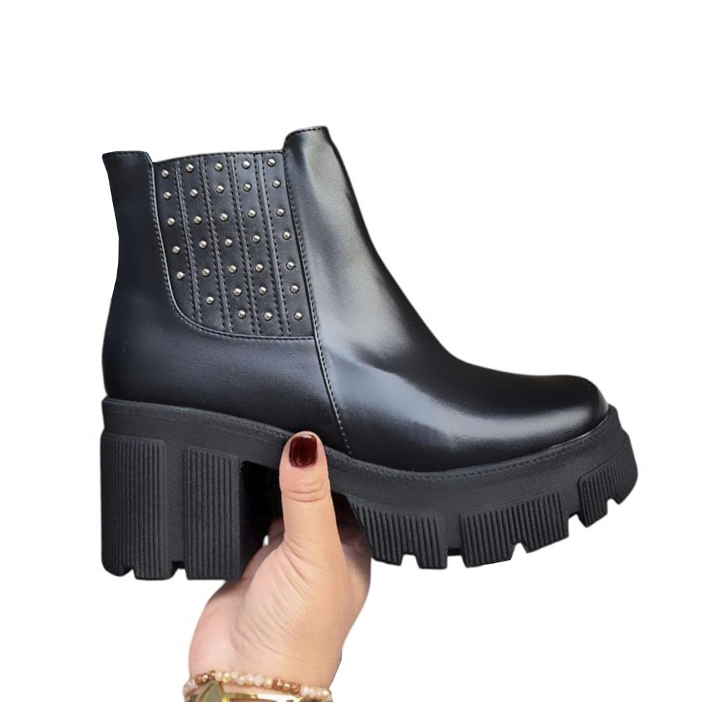 Botin Mujer Perlas Taco 5 1177 5C-60 Color Negro Talla 36