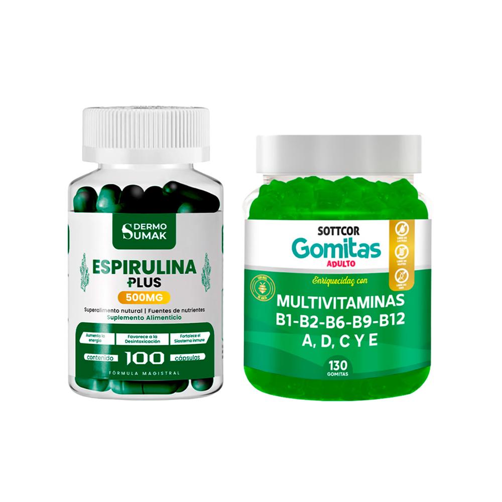 Espirulina Plus 500Mg 100 Cap + Gomitas Multivitaminas Adulto