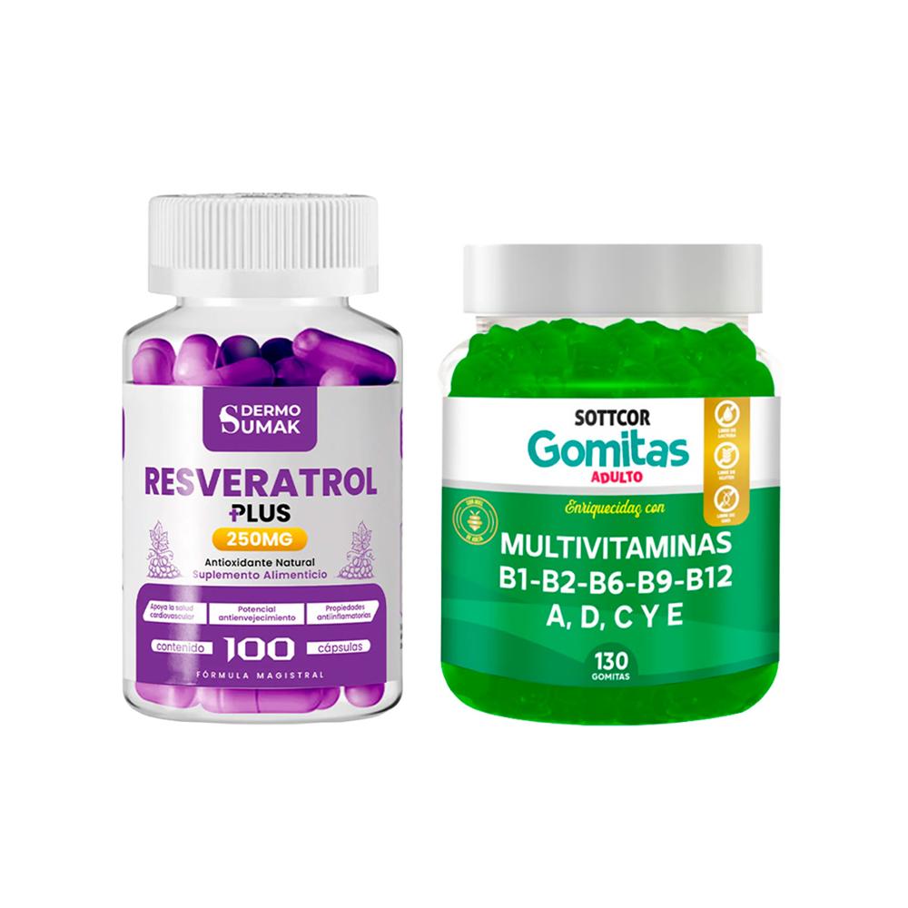 Resveratrol Plus 250Mg 100 Cap + Gomitas Multivitaminas Adulto