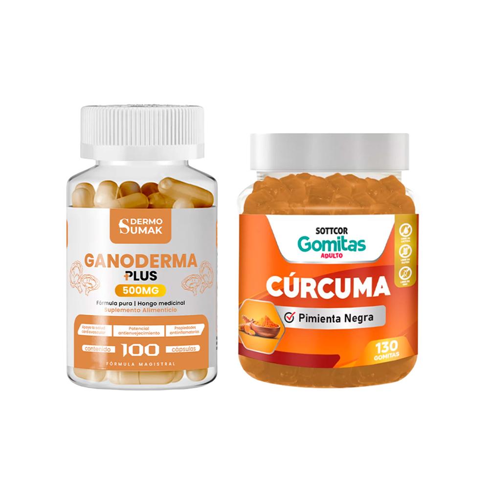 Ganoderma Plus 500Mg 100 Cap Dermo Sumak + Gomitas De Cúrcuma