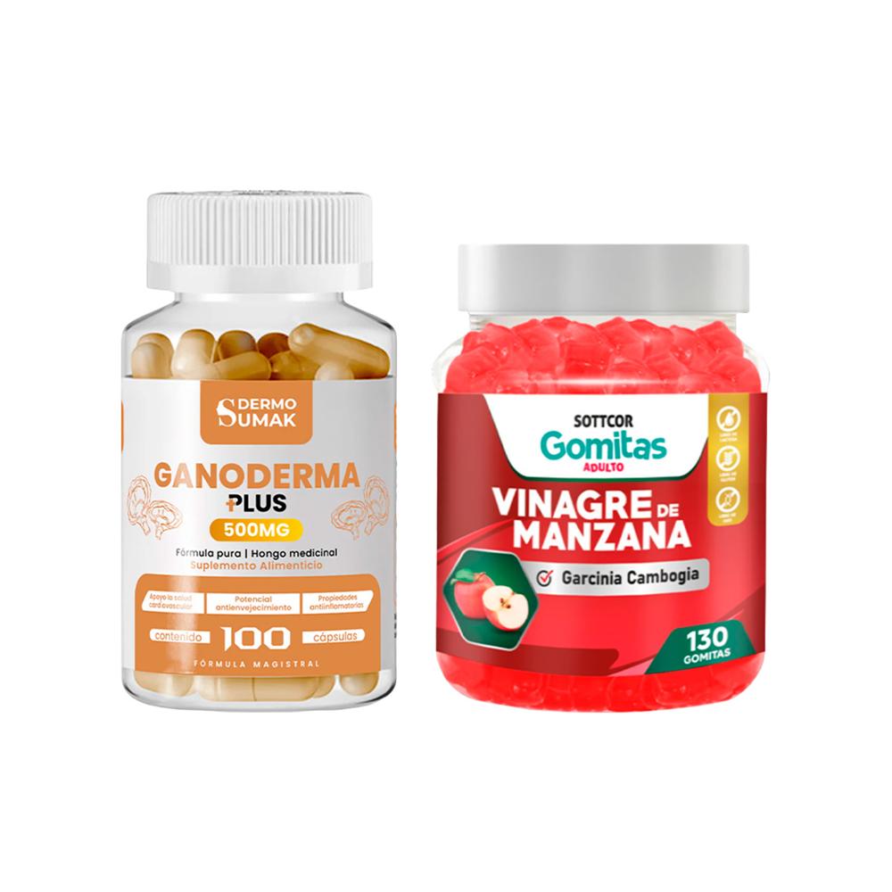 Ganoderma Plus 500Mg 100 Cap Dermo Sumak + Gomitas Vinagre De Manzana