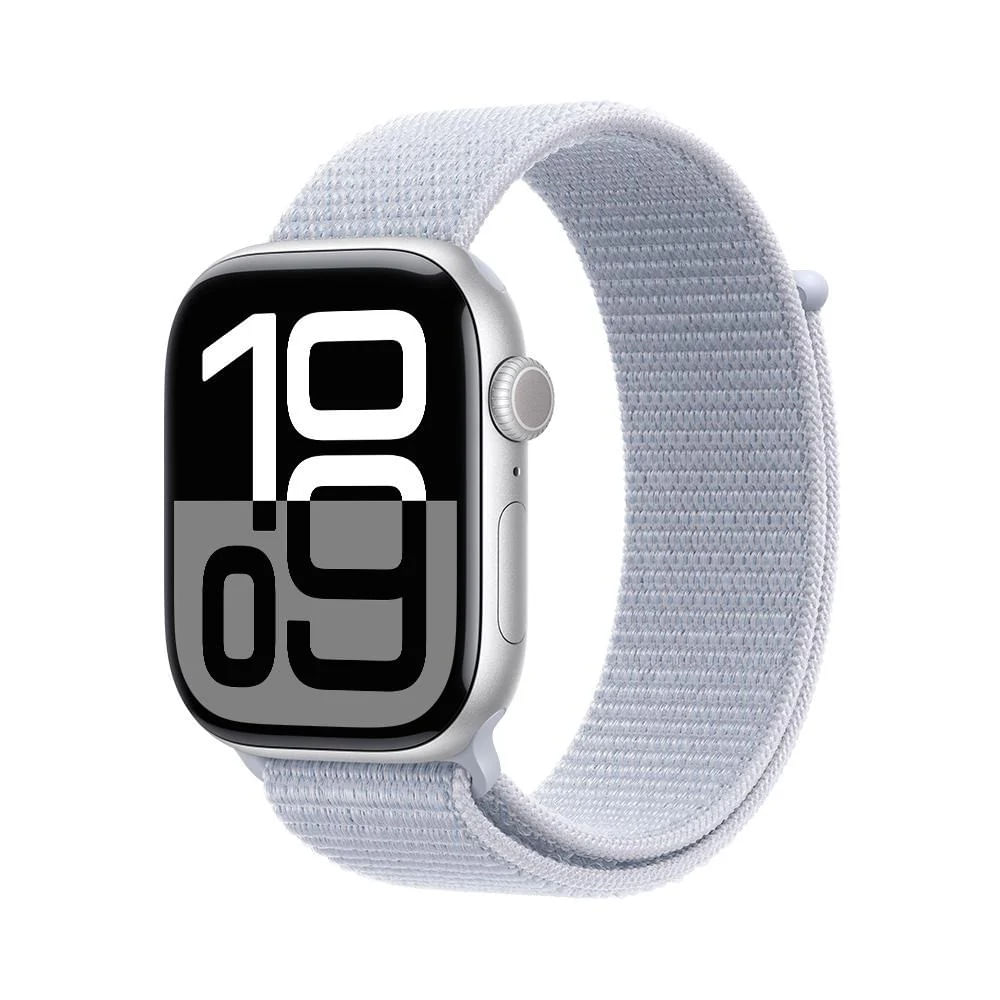 Apple Watch Series 10 46mm Silver Gps Correa Textil Azul Sport Loop