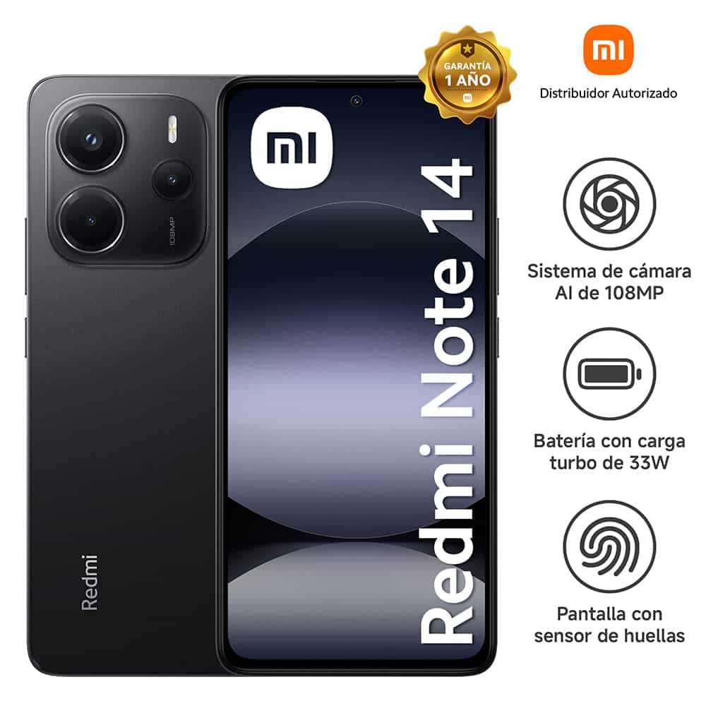 Celular 4G Redmi Note 14 8GB 256GB 108MP Midnight Black