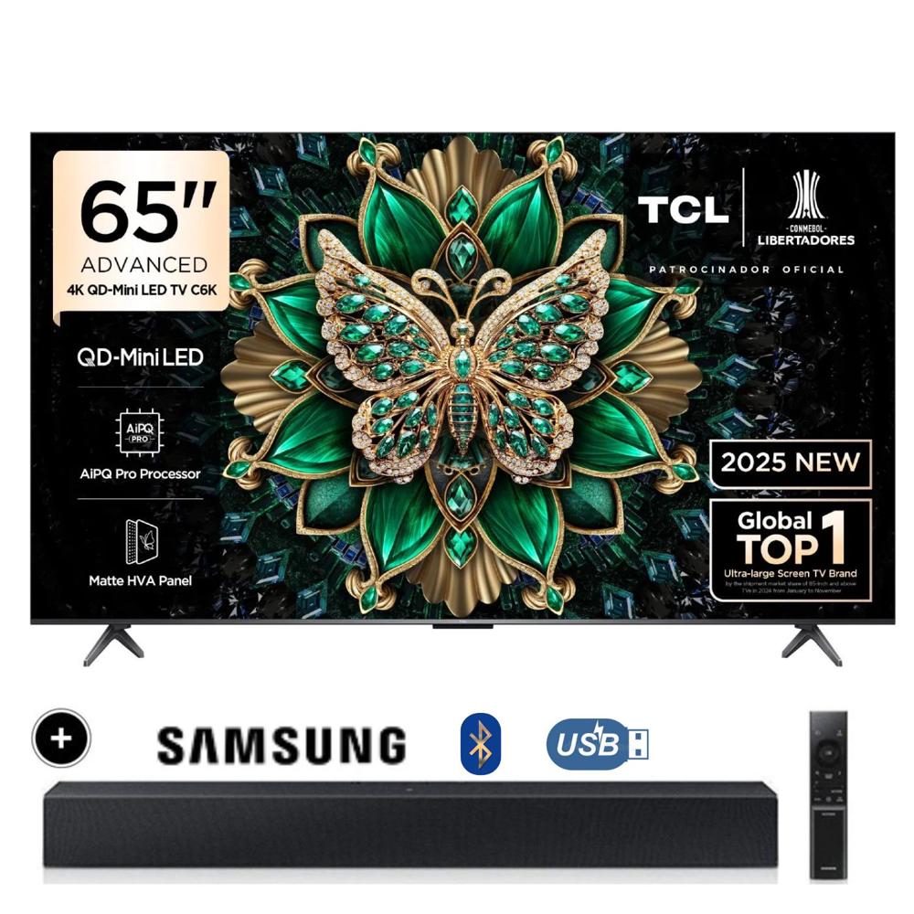 Televisor TCL Mini LED 65"" QD UHD 4K Smart Google TV 65C6K + Soundbar HW B400F