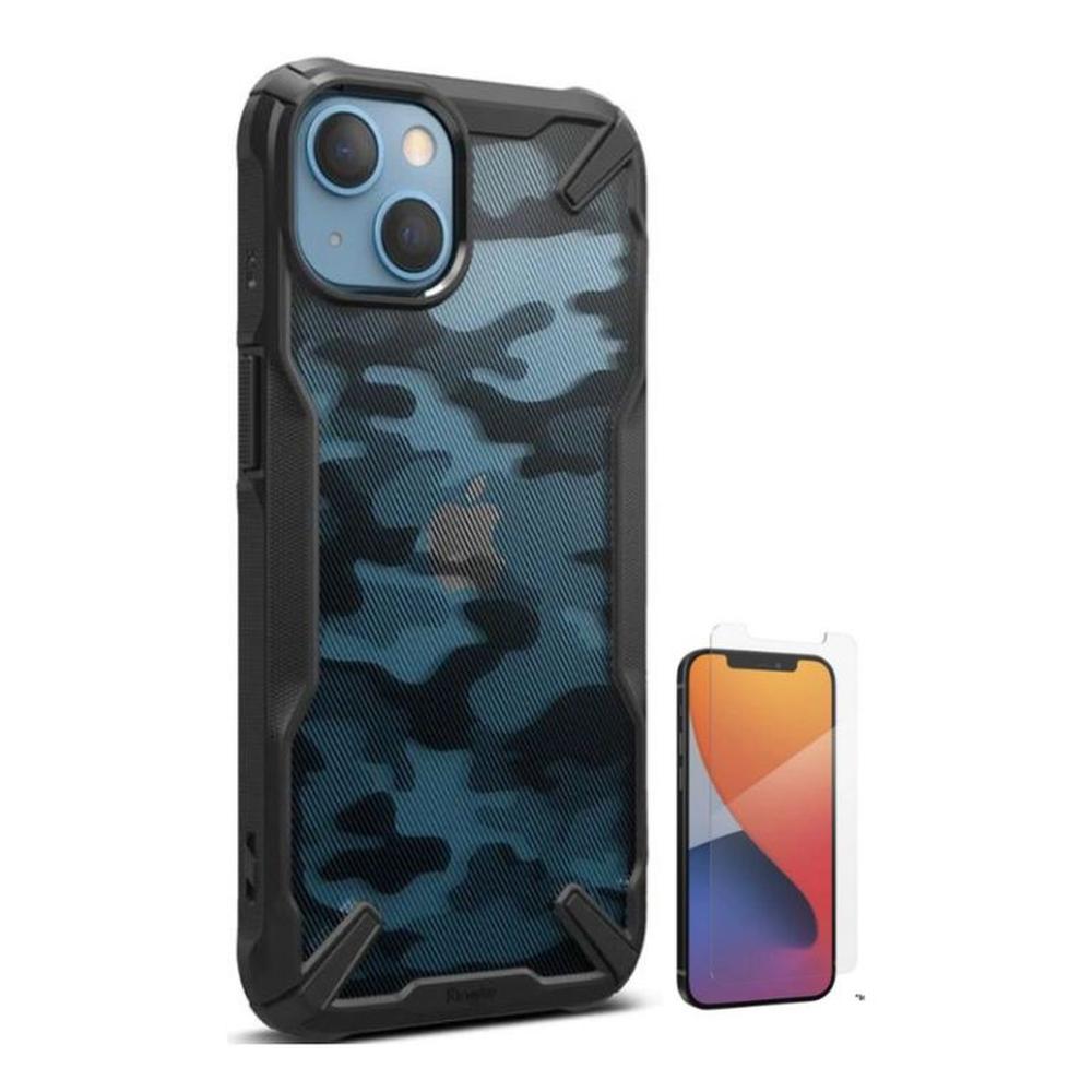 CASE RINGKE FUSION X CAMUFLADO IPHONE 13 Y VIDRIO