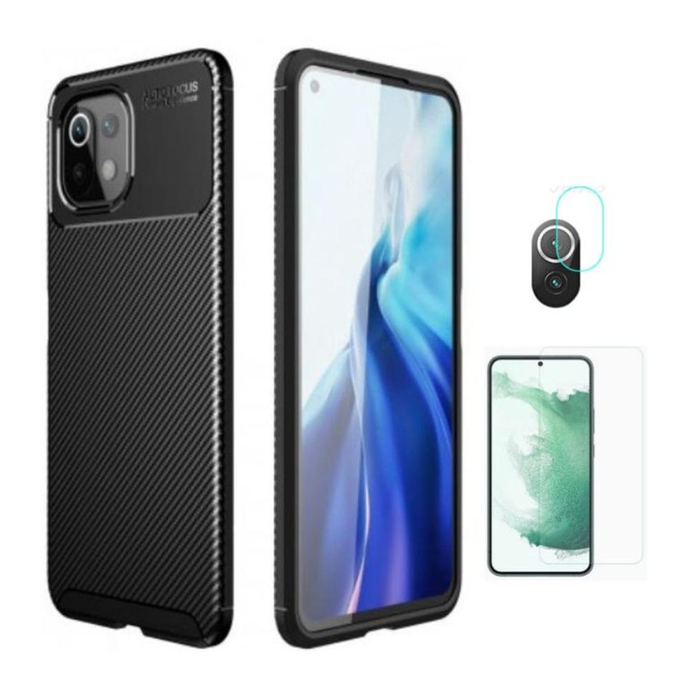 CASE CARBONO AUTOFOCUS XIAOMI MI 11 LITE Y VIDRIOS