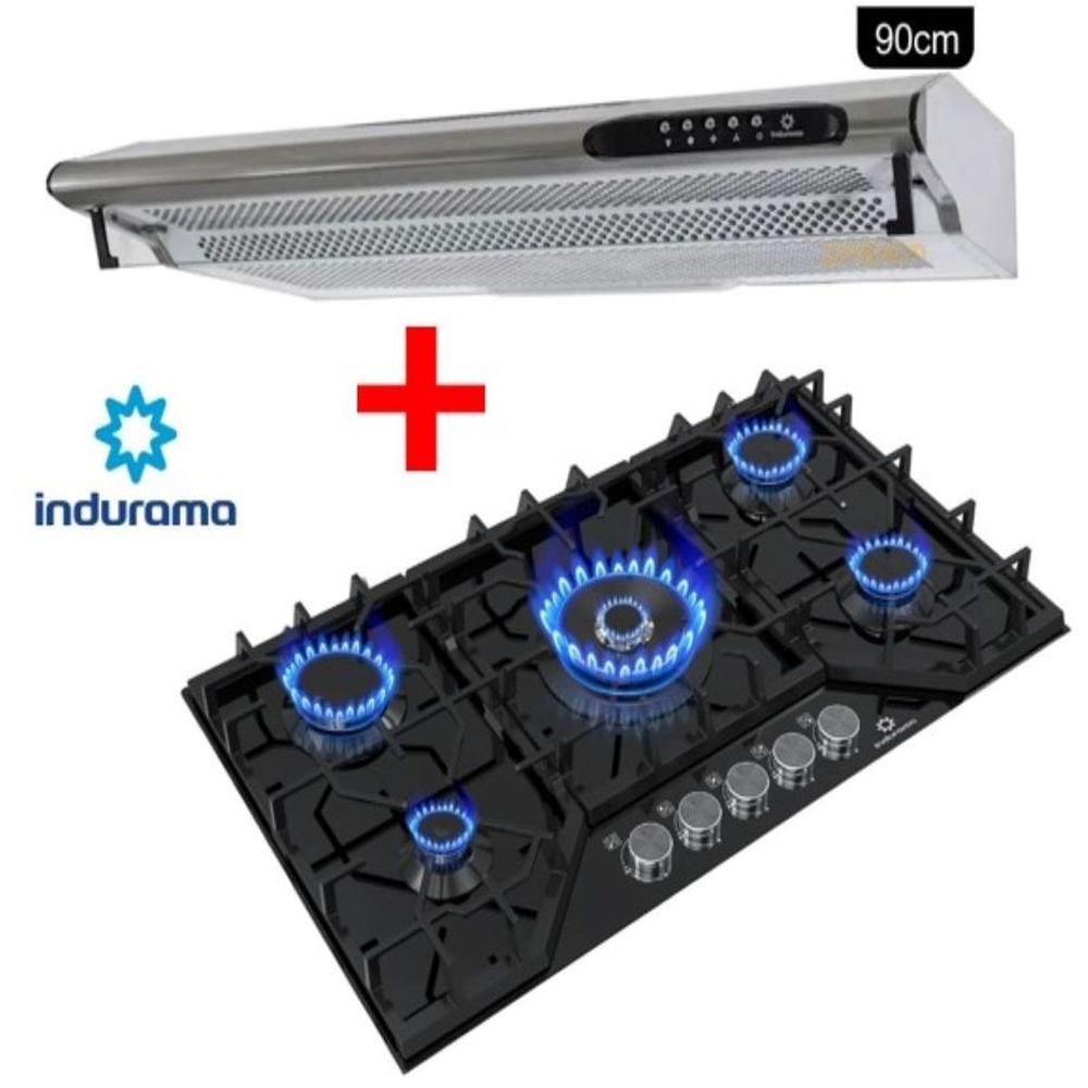 ENCIMERA EMPOTRABLE 5 HORNILLAS  + CAMPANA EXTRACTORA INDURAMA