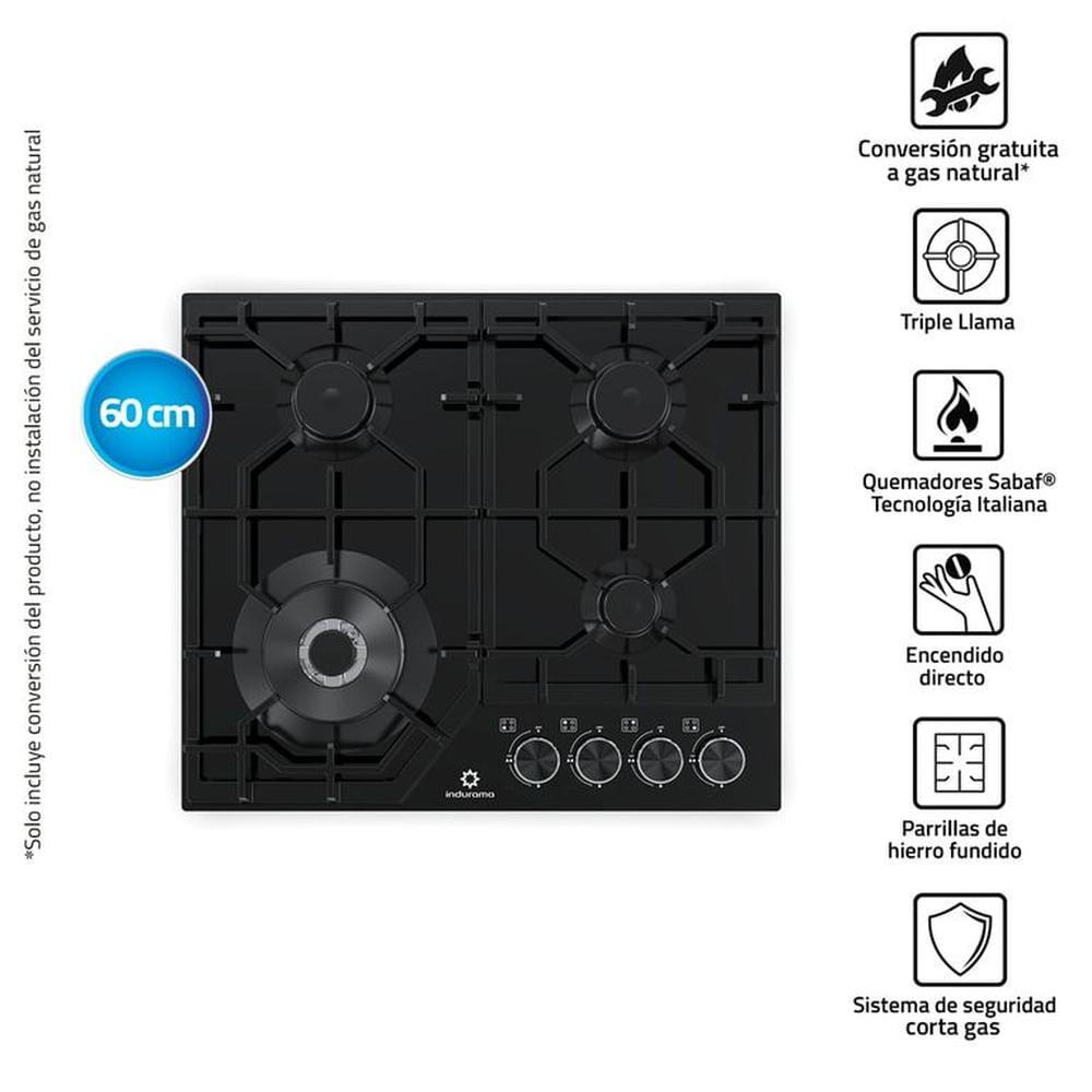 COCINA EMPOTRABLE INDURAMA DE 4 HORNILLAS - EGASI 604CGNE. COCINA EMPOTRABLE INDURAMA DE 4 HORNILLAS - EGASI 604CGNE.