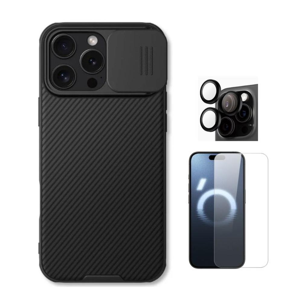 CASE NILLKIN CAMSHIELD IPHONE 16 PRO Y VIDRIOS