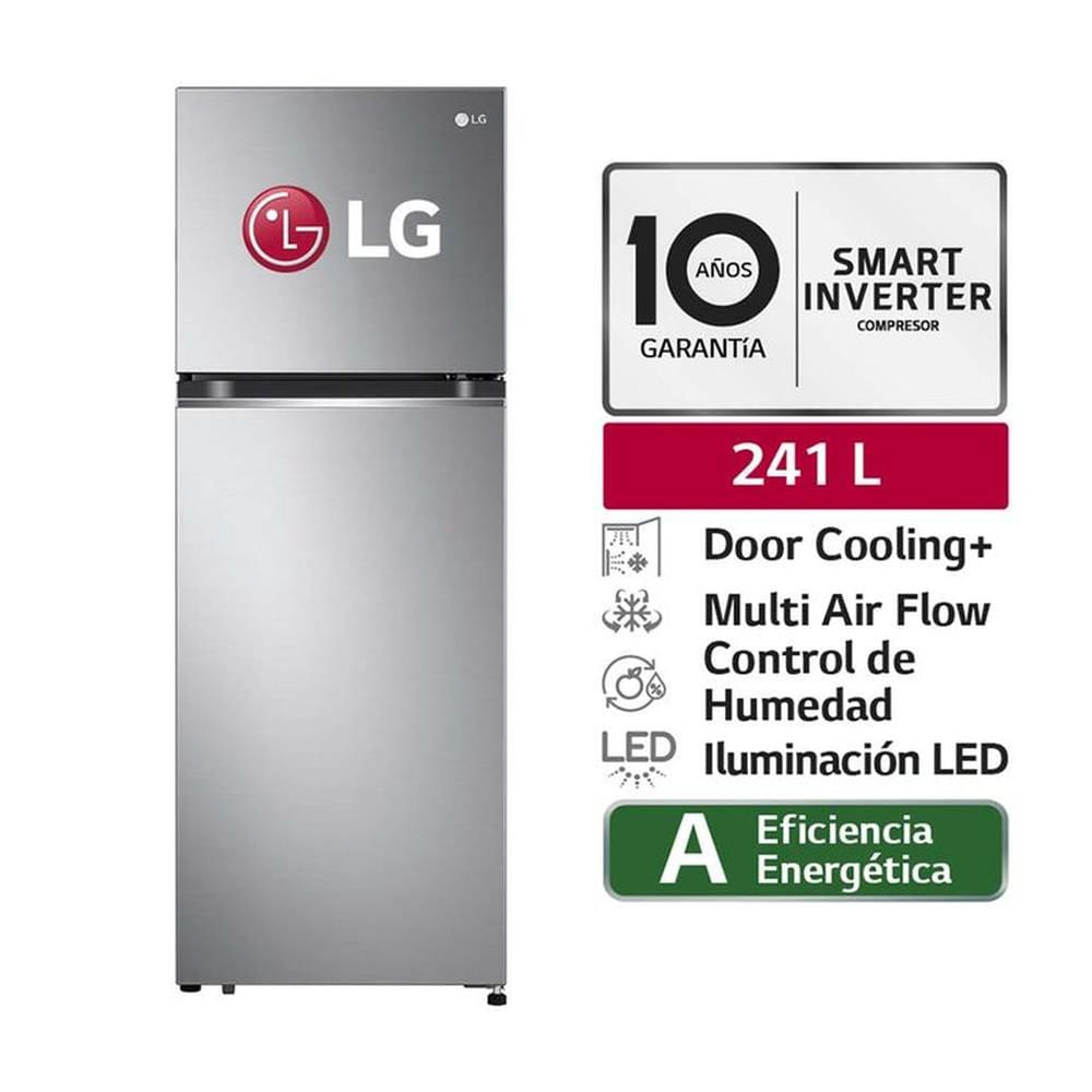 REFRIGERADORA LG 241L GT24BPP TOP FREEZER DOOR COOLING PLATEADA REFRIGERADORA LG 241L GT24BPP TOP FREEZER DOOR COOLING PLATEADA