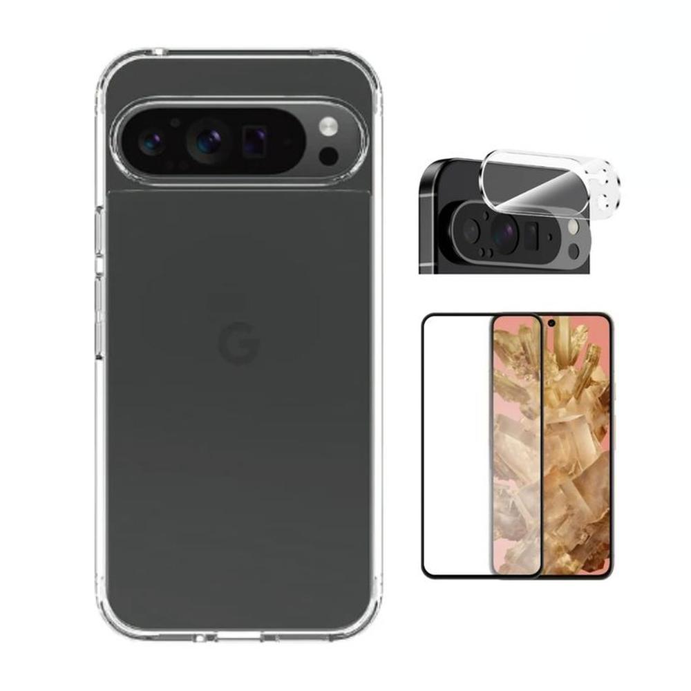 CASE CLEAR BUMPER PIXEL 9 y 9 PRO Y VIDRIOS