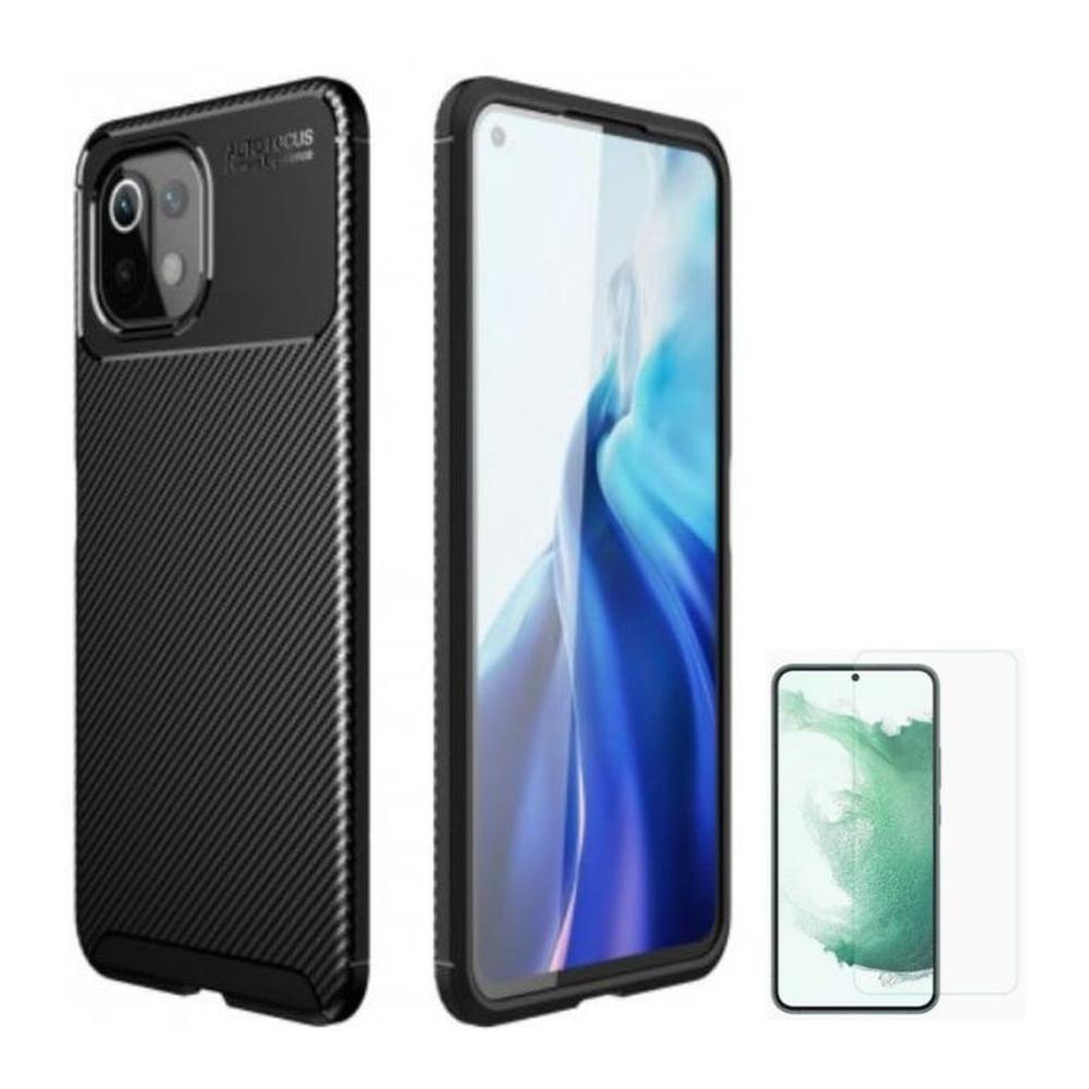 CASE CARBONO AUTOFOCUS XIAOMI MI 11 LITE Y VIDRIO CASE CARBONO AUTOFOCUS XIAOMI MI 11 LITE Y VIDRIO