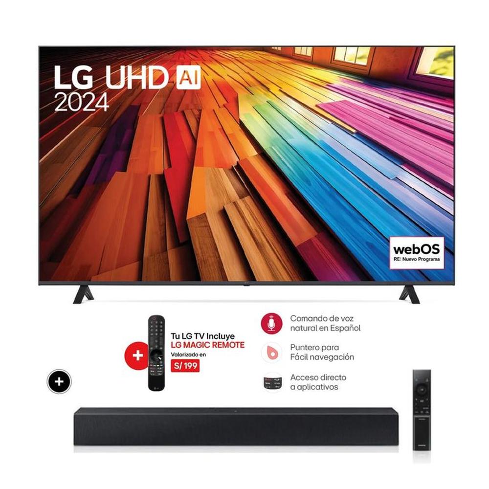TELEVISOR LG LED 4K ULTRA HD 75 SMART TV CON THINQ AI 75UT8050PSB + BARRA