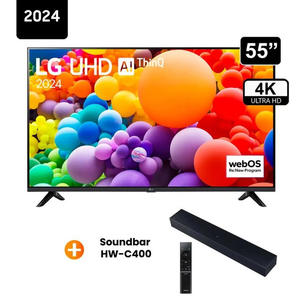 Televisor LG 55 Pulg. LED Smart TV 4K UHD ThinQ AI 55UT7300 + Soundbar HW-C400 Televisor LG 55 Pulg. LED Smart TV 4K UHD ThinQ AI 55UT7300 + Soundbar HW-C400