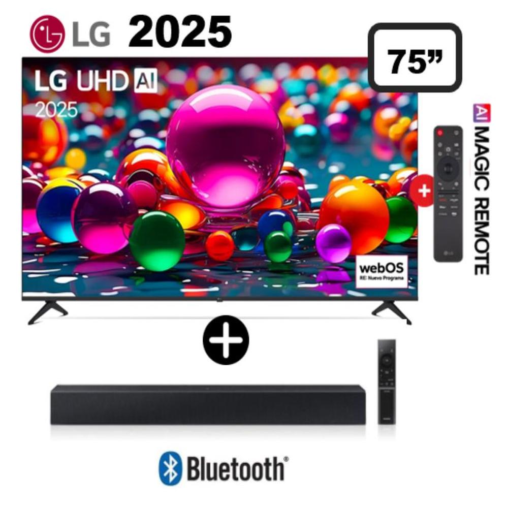 Televisor LG 75 UHD 4K Smart TV ThinQ AI 75UA8050PSA 2025 + Barra de sonido c-400