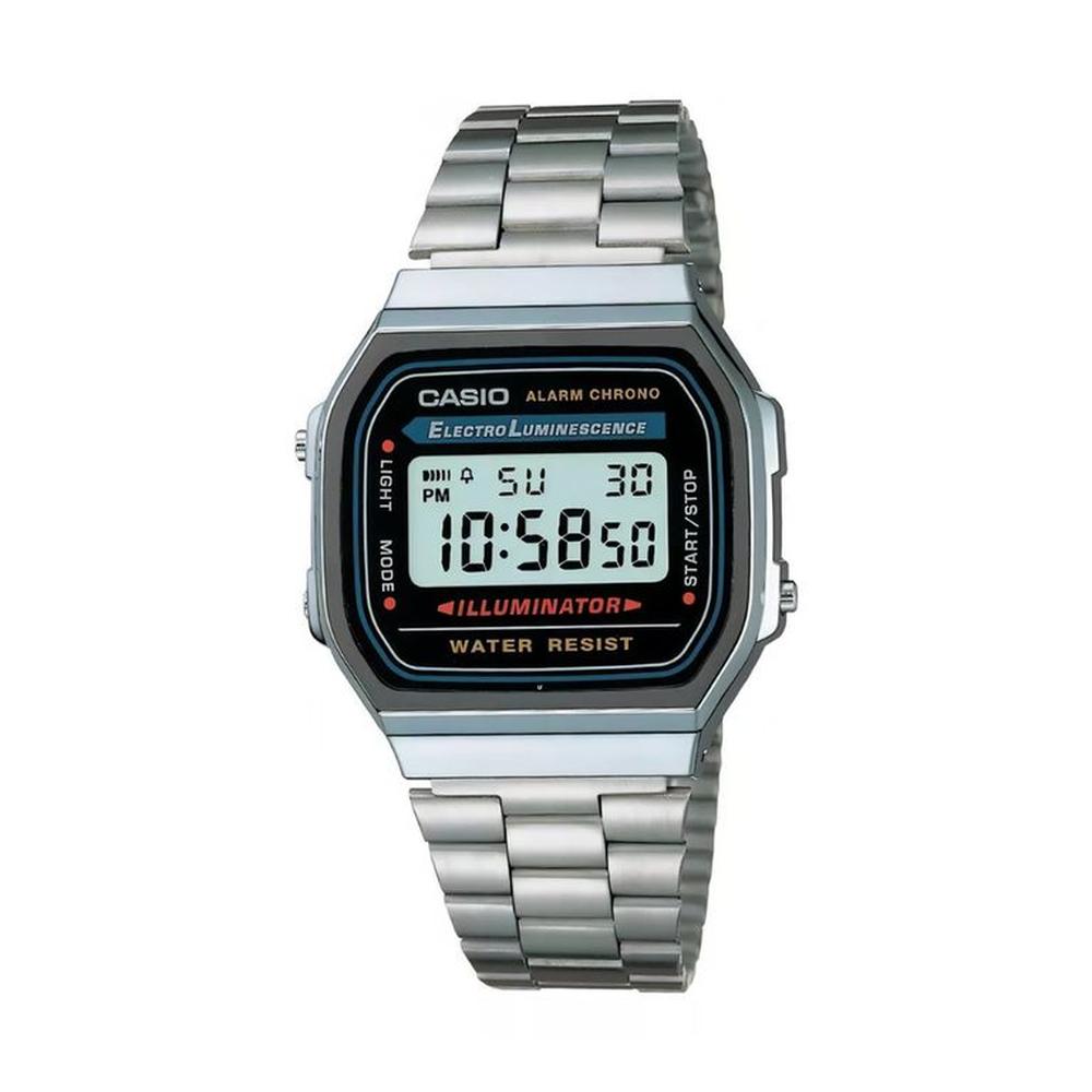 Reloj pulsera digital Casio A-168 con correa de acero inoxidable
