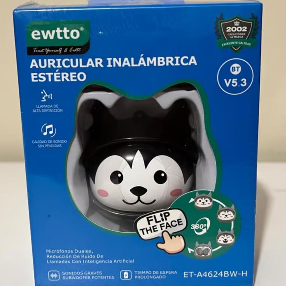 Audífonos  Ewtto Diseño HUSKY Rostro Intercambiable negro