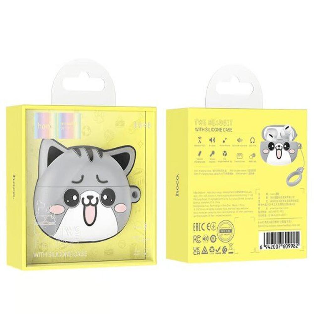 Audifonos Inalambricos con Funda de Gato Color Gris