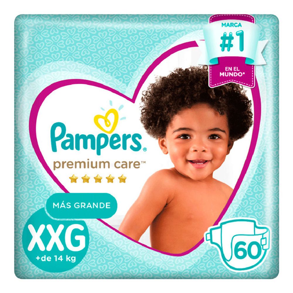 Panal Pampers Premium Care Talla XXG - Bolsa 60 UN