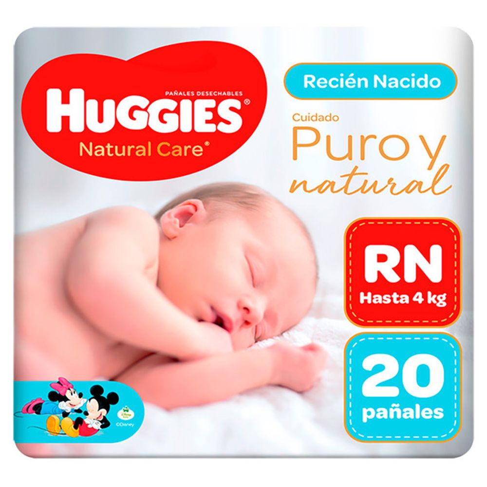 Pañales Huggies recién nacido natural care 20 pañales