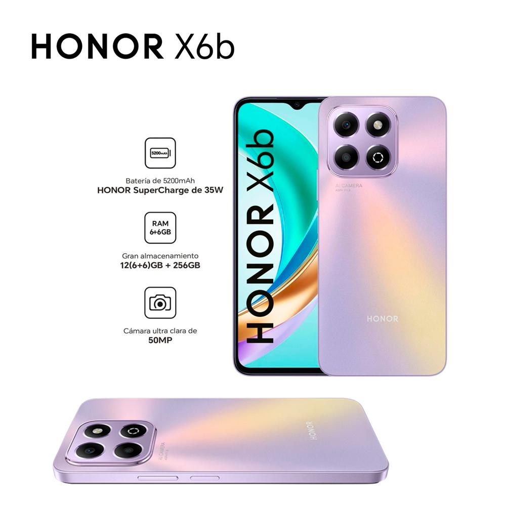 Celular Honor X6B 6GB RAM 256GB Morado Estelar + Estuche de regalo