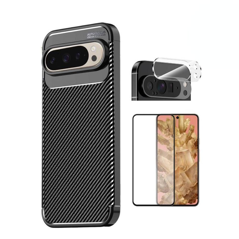 CASE CARBONO AUTOFOCUS PIXEL 9 y 9 PRO CON VIDRIOS