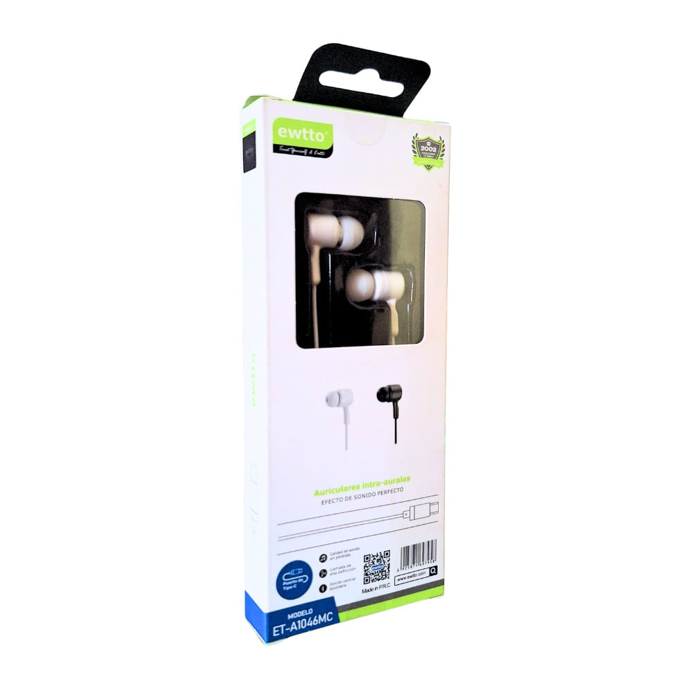 Audífonos Intra-auriculares Tipo C Ewtto ET-A1046MC Blanco