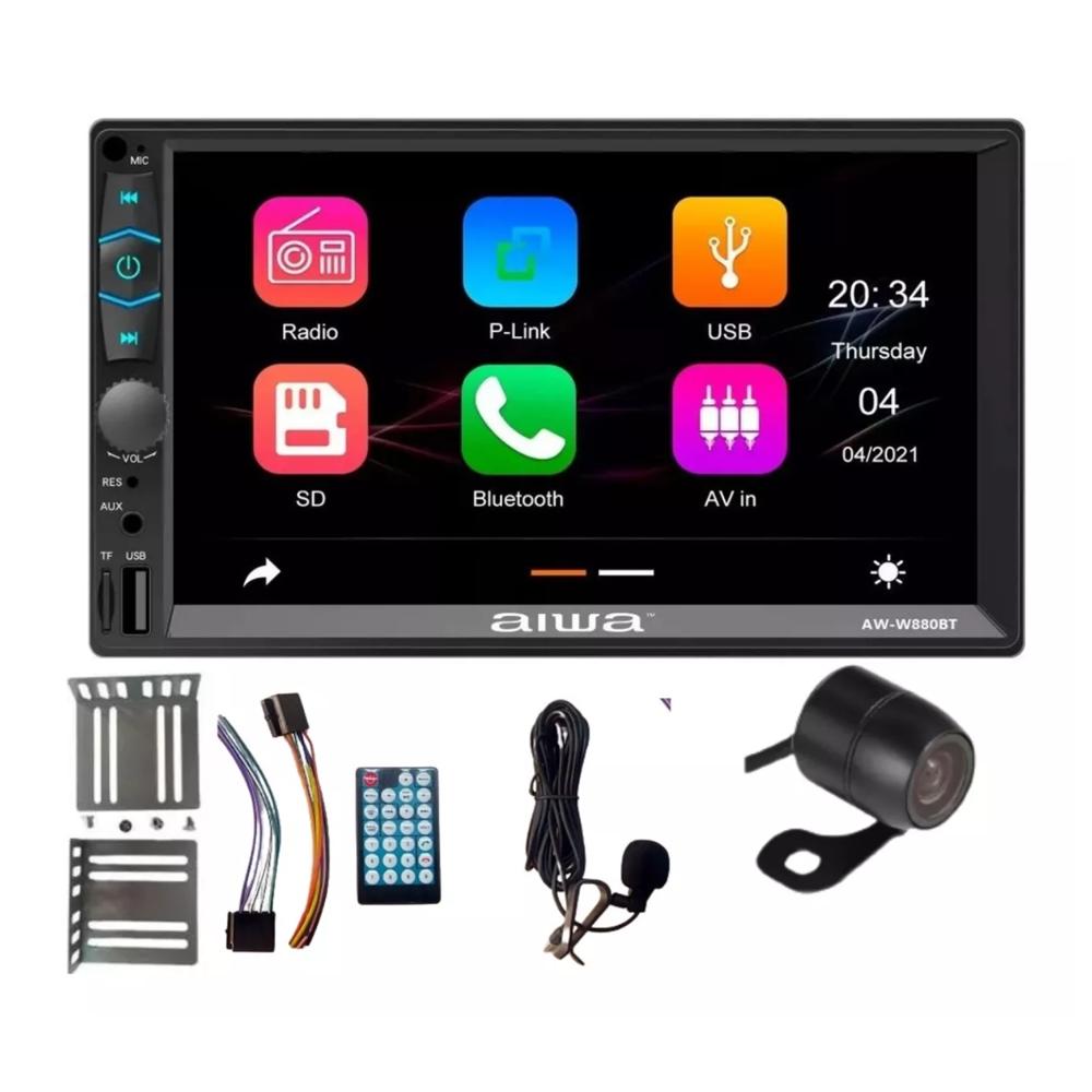 Autoradio Aiwa Bluetooth Mirrorlink 7"" HD + Cámara de reversa AW-W880BT