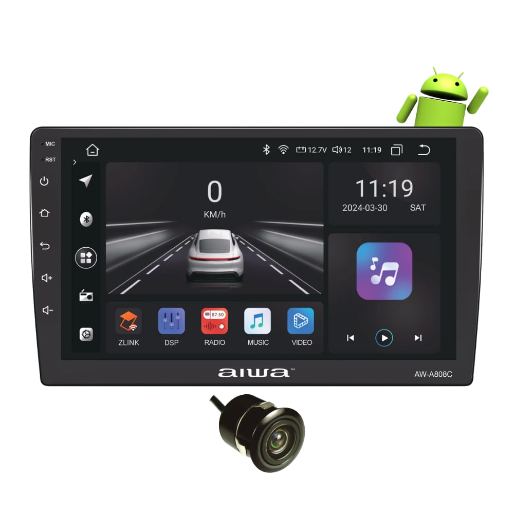 Autoradio Android Aiwa Quadcore 2GB + 32 GB con Android Auto y Carplay 9"" HD AW-A808