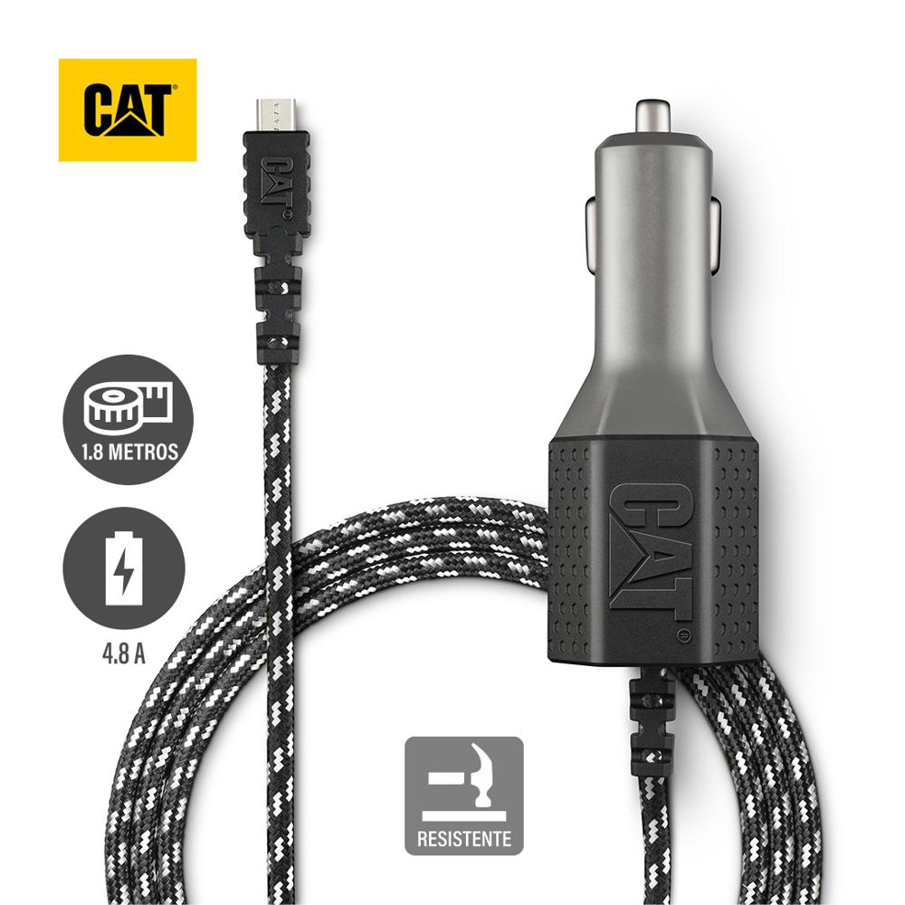 Cargador de Auto CAT Resistente con Cable USB-Micro USB 4.8 A 1.8 metros