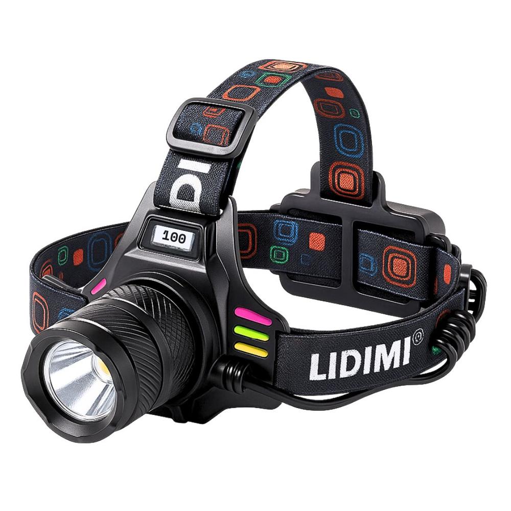 Linterna de Cabeza LED Lidimi 10W con Zoom Sensor USB y Luz Tricolor