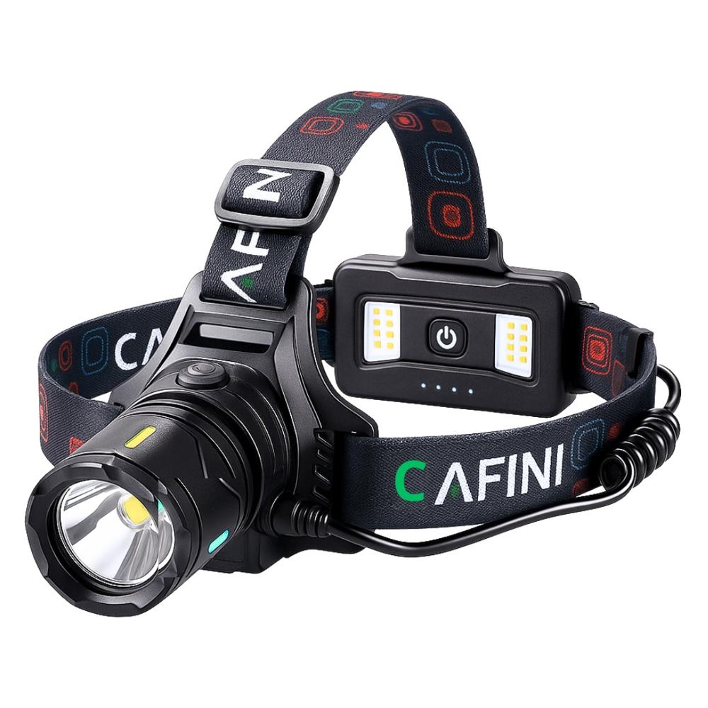 Linterna de Cabeza LED Cafini 30W Zoom Recargable con Luz Trasera RGB