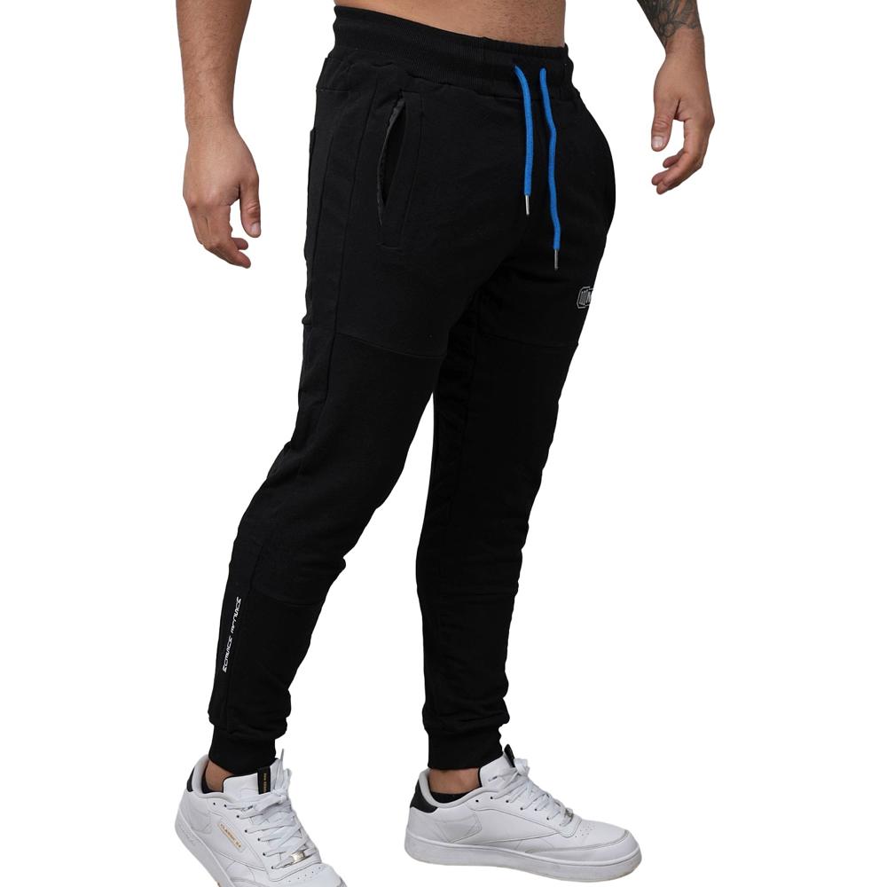 Jogger Deportivo Bolsillos con Cierres Muscle Museum Negro con Azul para Hombre