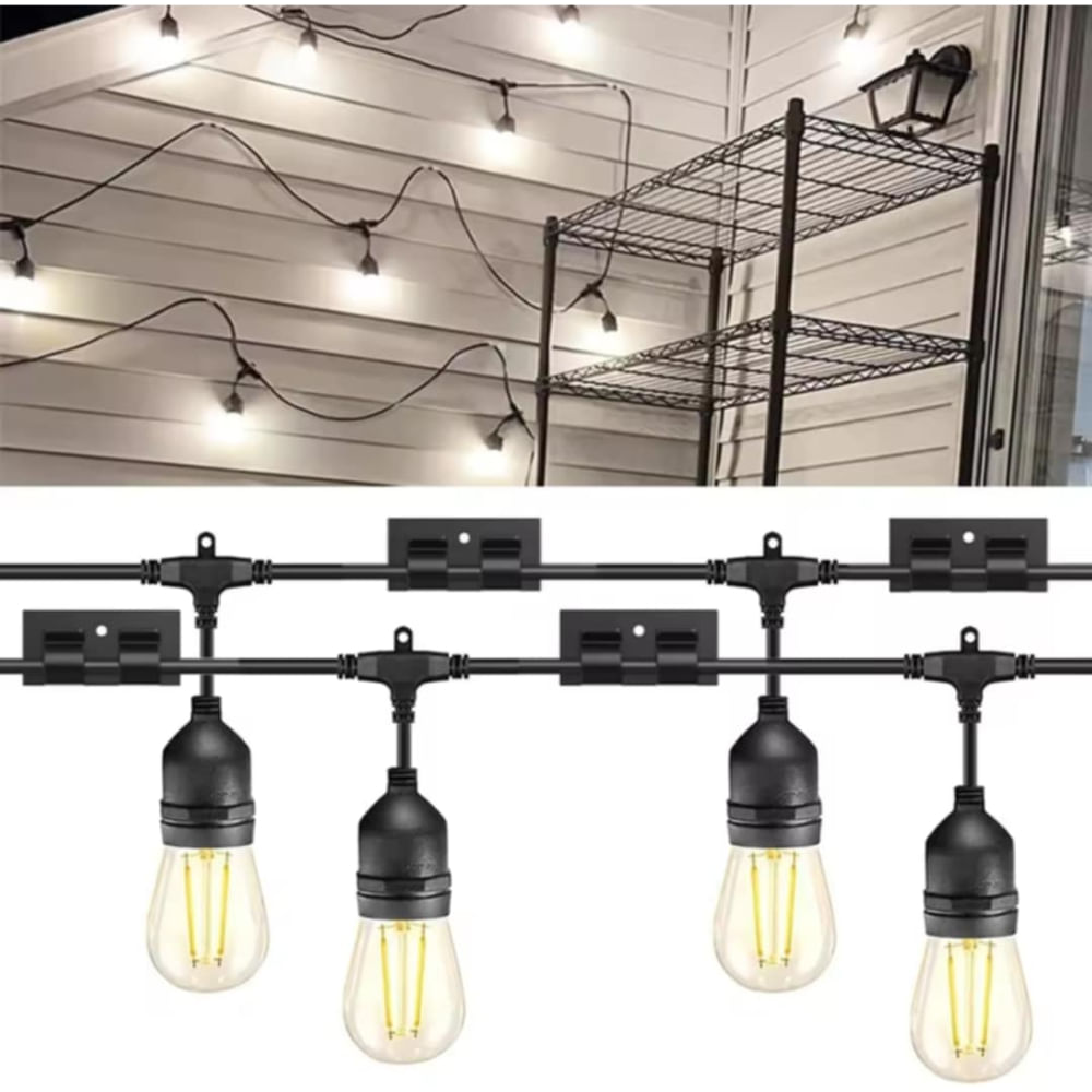 Guirnaldas Luces Vintaga 20 Focos 10M de Cable a Corriente Terraza Jardin Negocios Hogar