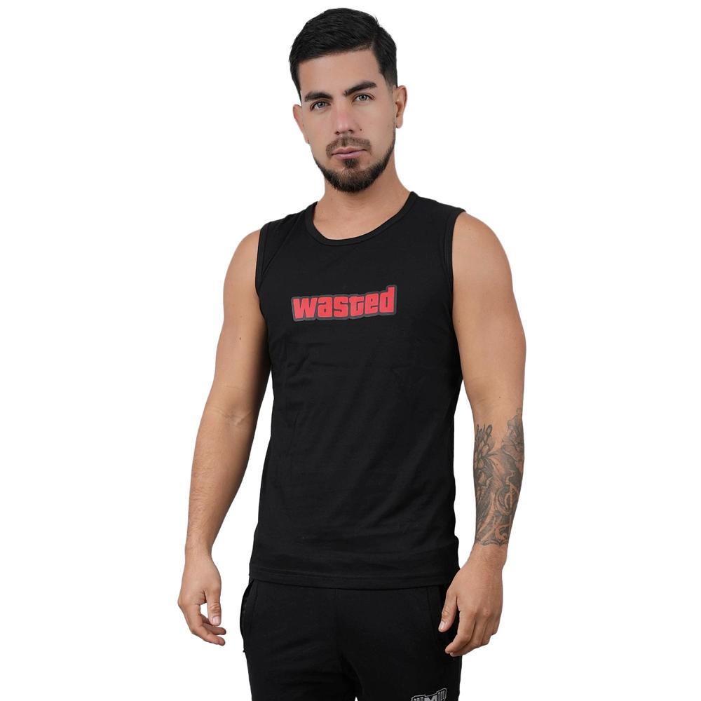 Polo Manga Cero Deportivo Muscle Museum Wasted Negro para Hombre