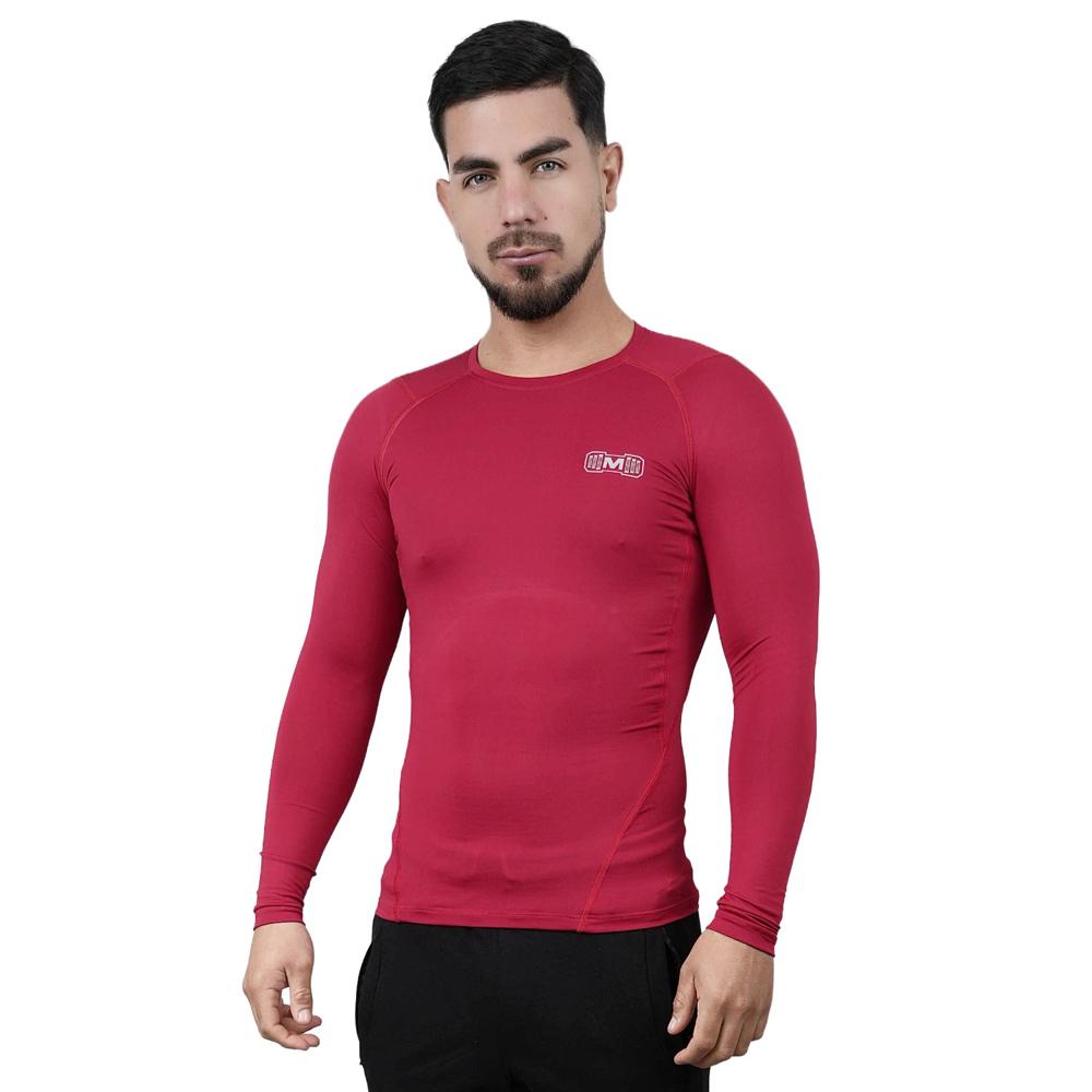 Polo Deportivo de Compresión Manga Larga Muscle Museum Rojo para Hombre