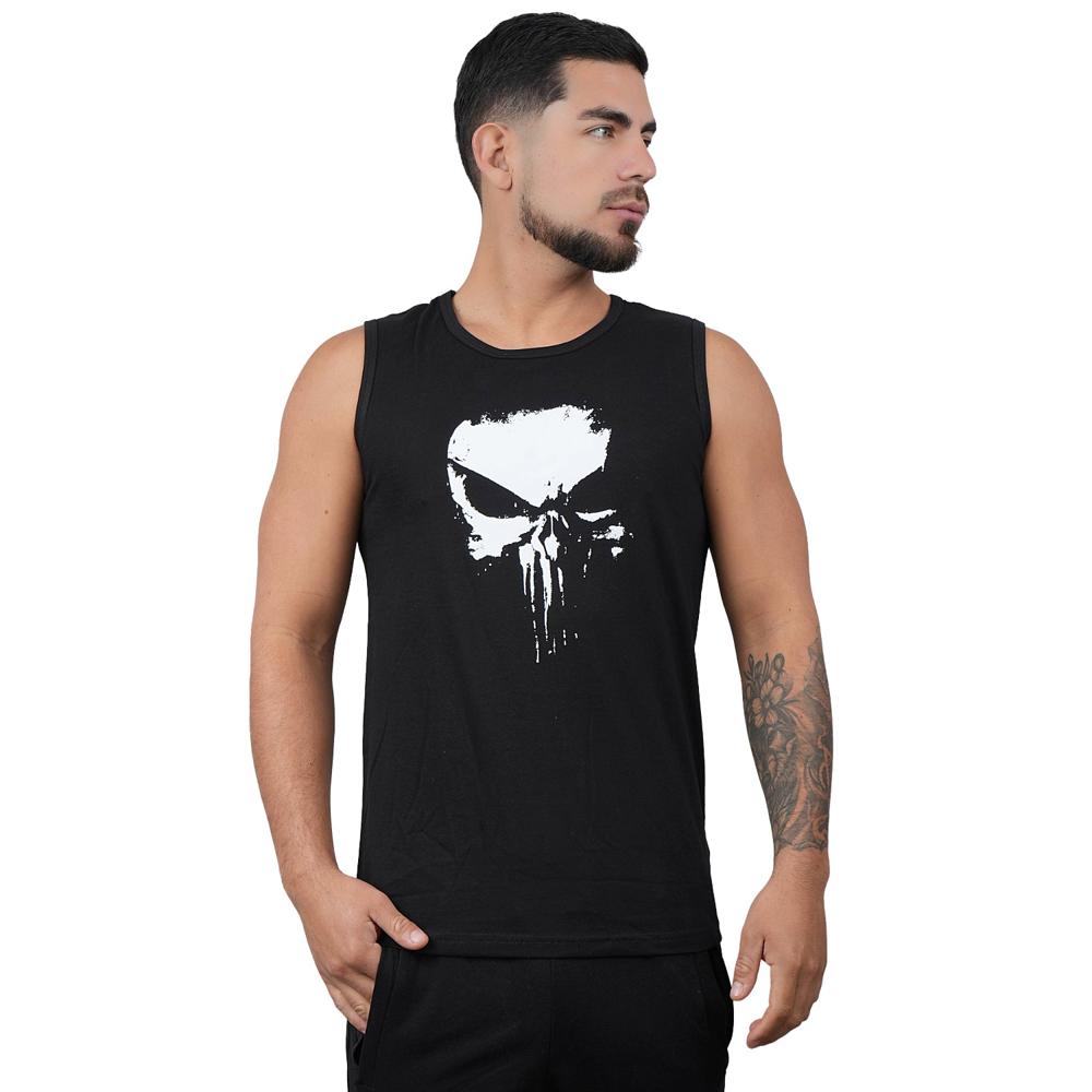 Polo Manga Cero Deportivo Muscle Museum Punisher Negro para Hombre