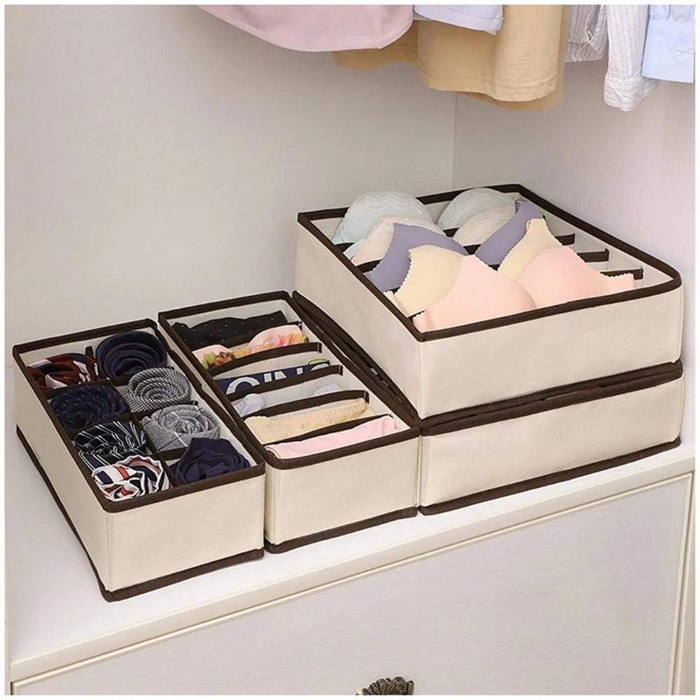Set de 4 Organizador Ropa Interior Clasificador Multiusos 45 Divisiones Crema