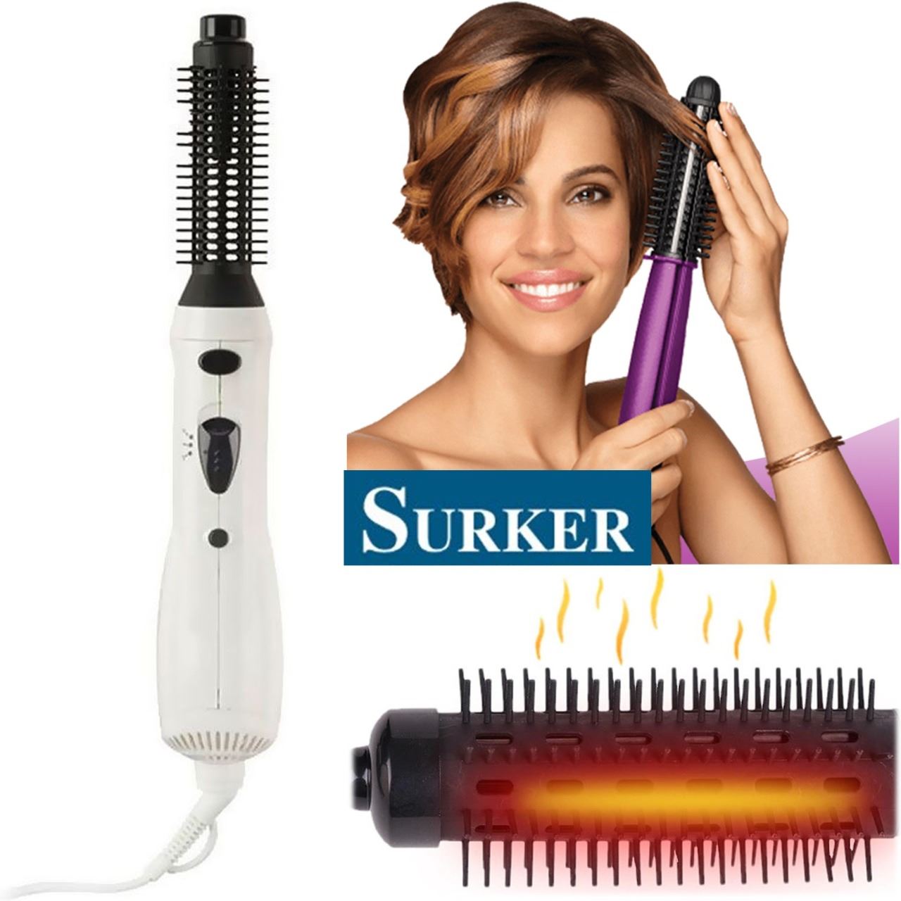 SURKER HB-810 Cepillo Secador 400W de Cabello marca 3 Niveles Calor