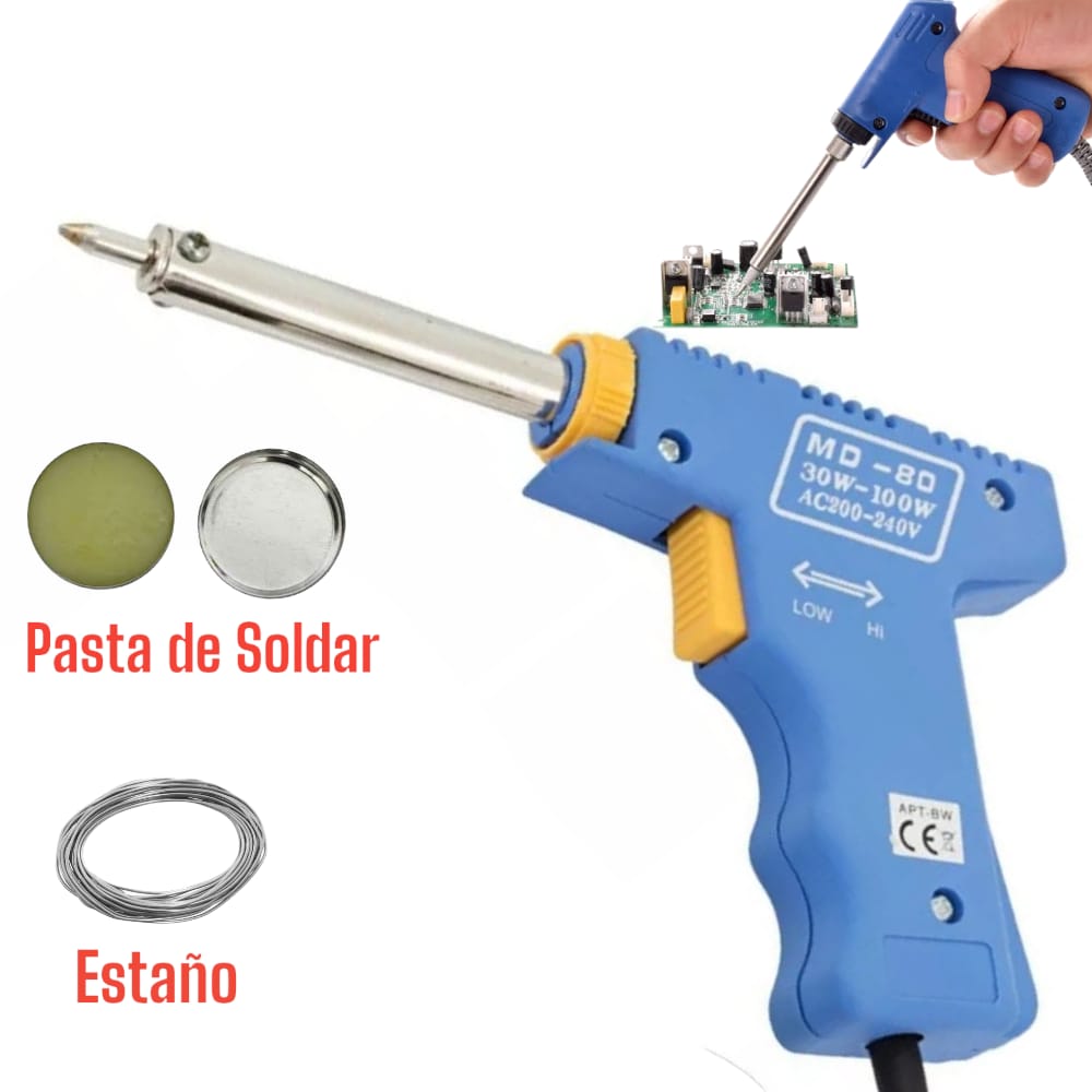 Cautin Estaño 2m Pasta Flux Tipo Pistola Soldador 30-70Watts Cautin Estaño 2m Pasta Flux Tipo Pistola Soldador 30-70Watts