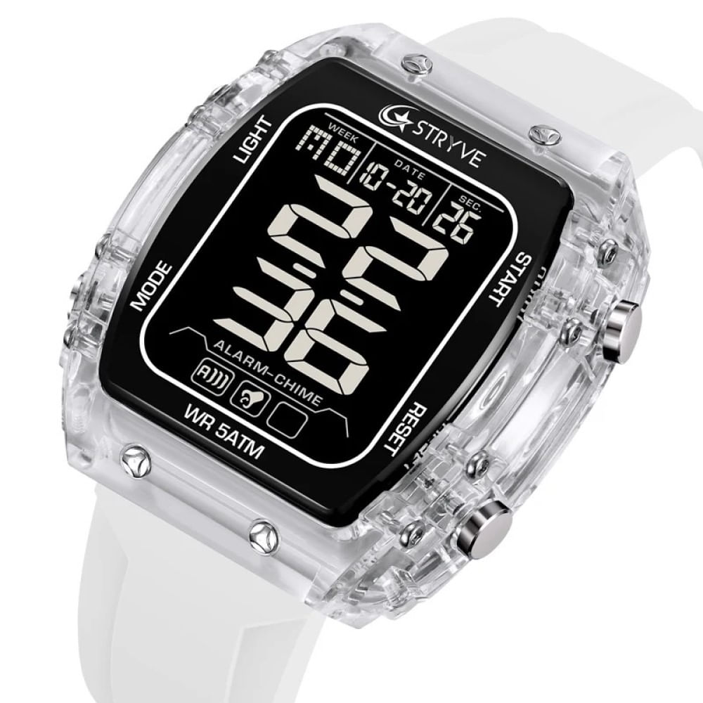 Reloj Hombre Deportivo STRYVE 8031 Digital Blanco Reloj Hombre Deportivo STRYVE 8031 Digital Blanco