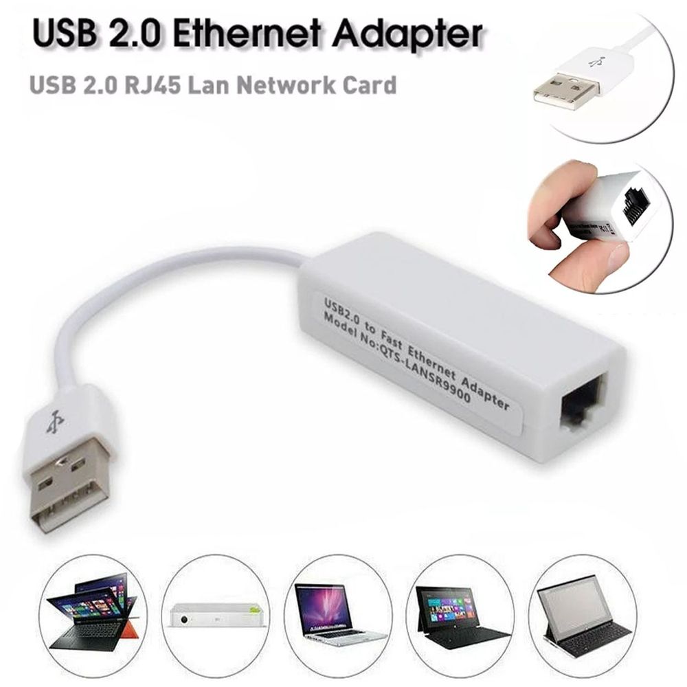 Adaptador Red RJ45 LAN a USB 2.0 Ethernet White Adaptador Red RJ45 LAN a USB 2.0 Ethernet White