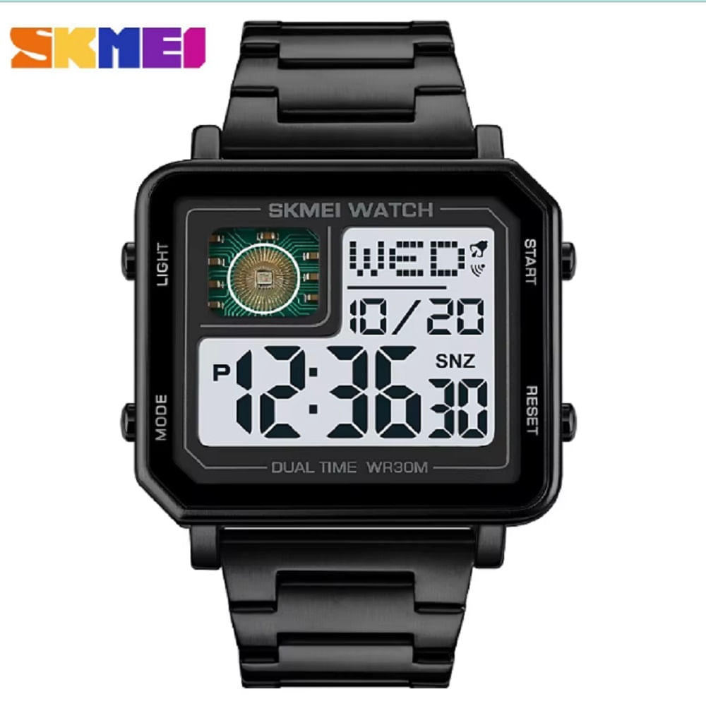 Reloj Digital SKMEI 2033 de acero inoxidable, resistente al agua