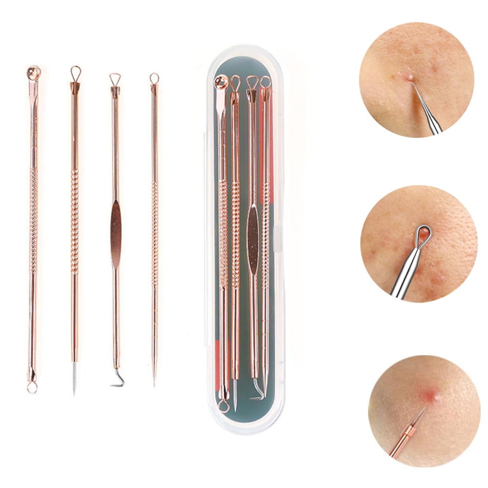 Kit 4 Agujas Dobles Removedor Espinillas Puntos Negros Granos Barritos