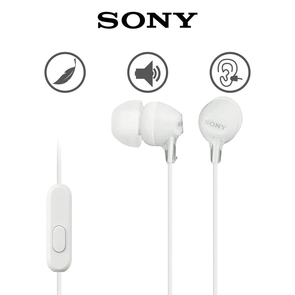Sony Audífonos MDR-EX15AP In Ear con Micrófono Blanco