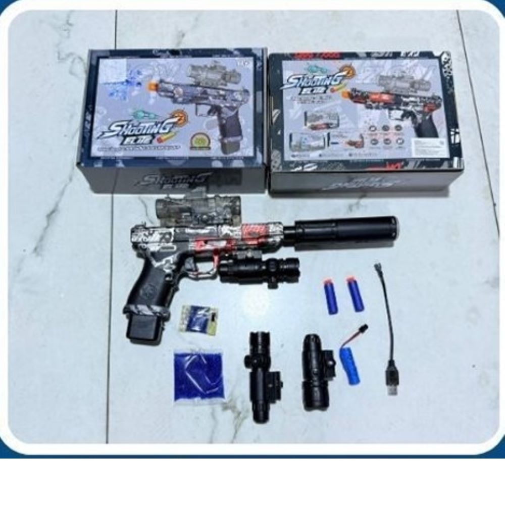 Pistola Hidrogel Glock C/Laser, Linterna y Silenciador RGB Gris Pistola Hidrogel Glock C/Laser, Linterna y Silenciador RGB Gris