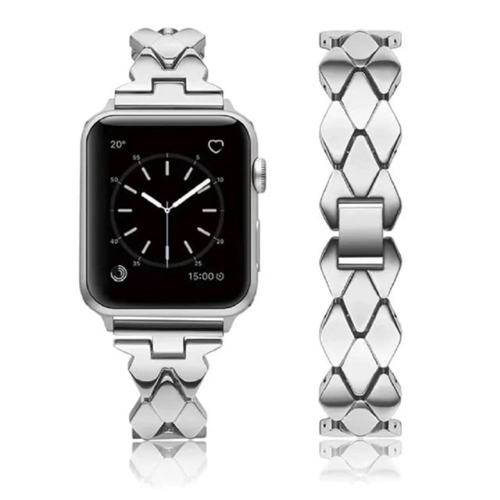 Correa de acero inoxidable para apple watch Glam 42 44 45 49mm plateado