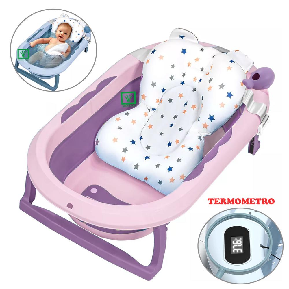 Bañera Tina de Baño Plegable Ballenita Con Termómetro Morado Bañera Tina de Baño Plegable Ballenita Con Termómetro Morado