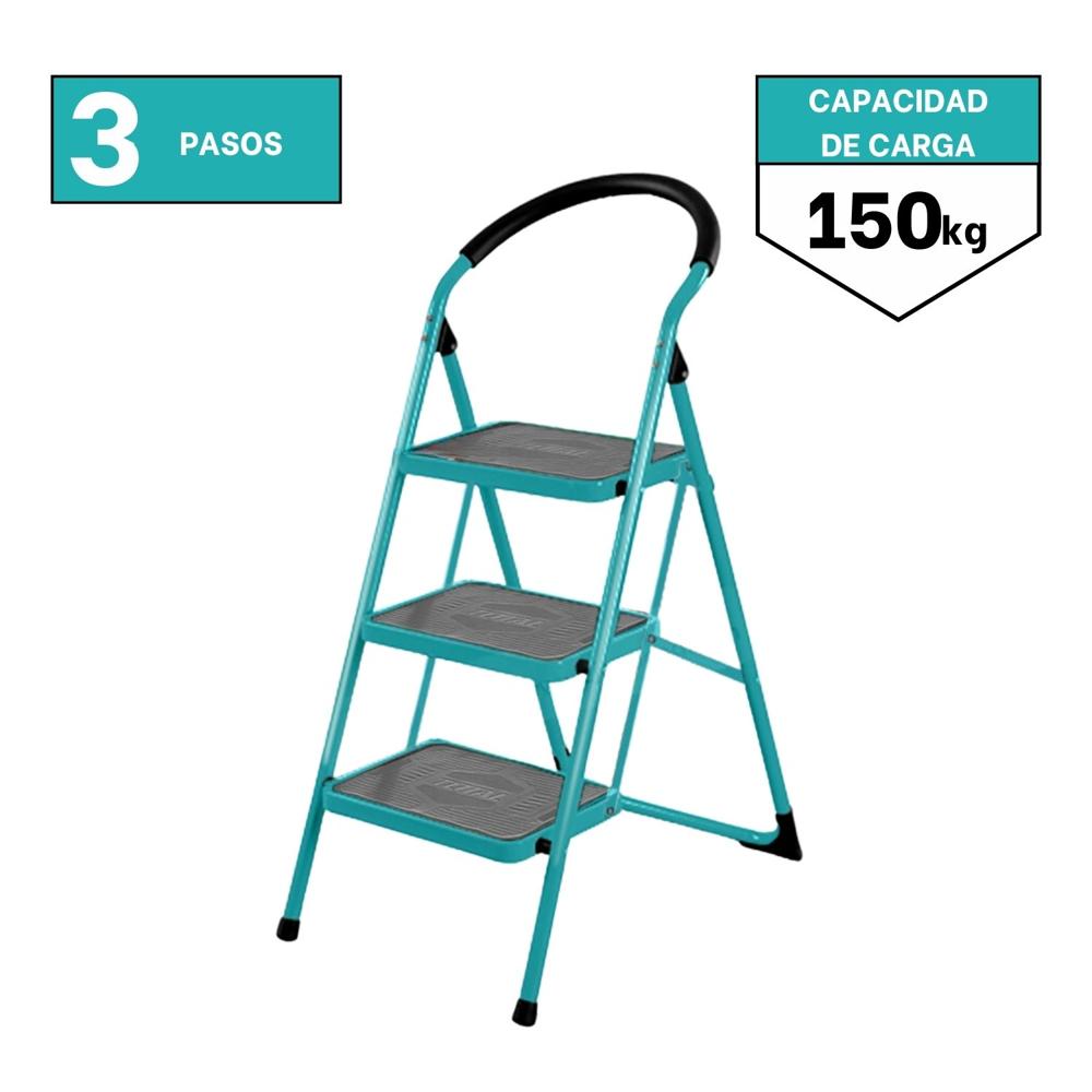 Escalera Tubular de Acero 3 Pasos Soporta 150kg Total THLAD0