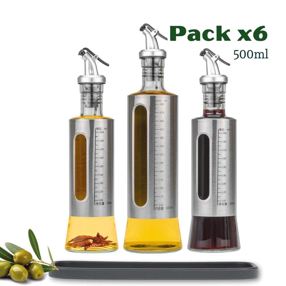 Dispensador Aceitero 500ml De Vidrio Antifugas – Pack X6